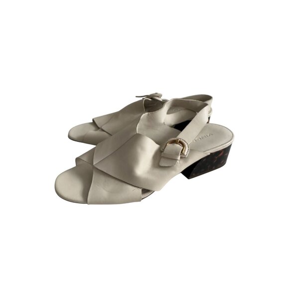 VINCE Cream Leather Slingback Tortoise Heels Size US 9.5 - Picture 10 of 11